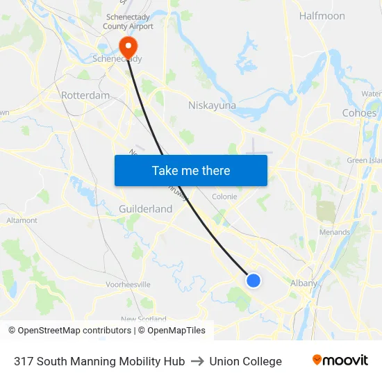 317 South Manning Mobility Hub to Union College map