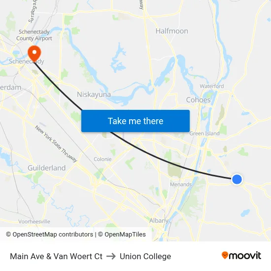 Main Ave & Van Woert Ct to Union College map