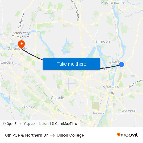 8th Ave & Northern Dr to Union College map