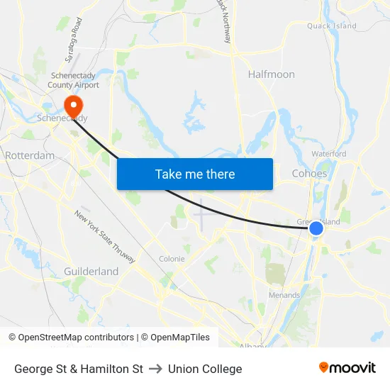 George St & Hamilton St to Union College map