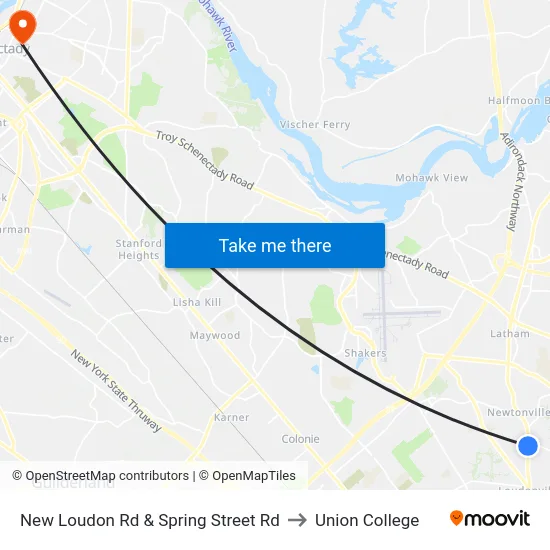New Loudon Rd & Spring Street Rd to Union College map