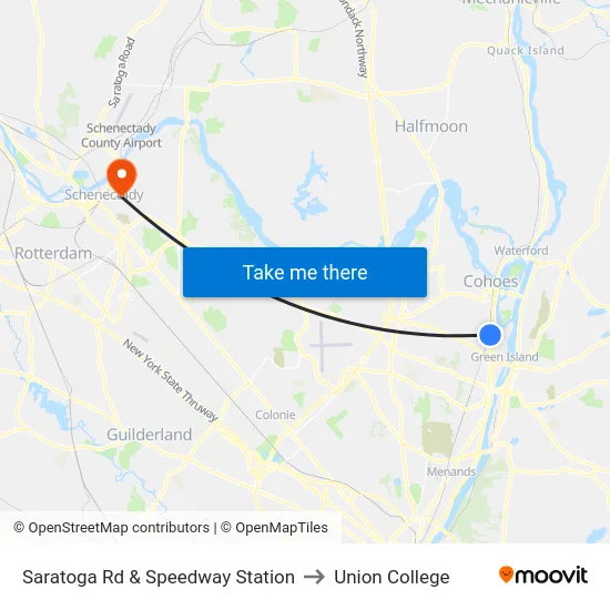 Saratoga Rd & Speedway Station to Union College map
