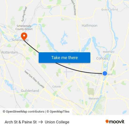 Arch St & Paine St to Union College map
