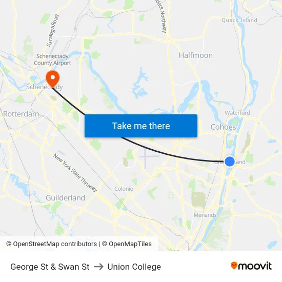 George St & Swan St to Union College map