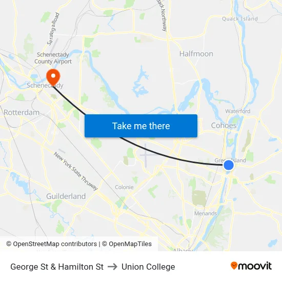 George St & Hamilton St to Union College map