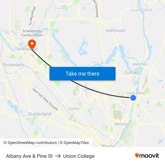 Albany Ave & Pine St to Union College map