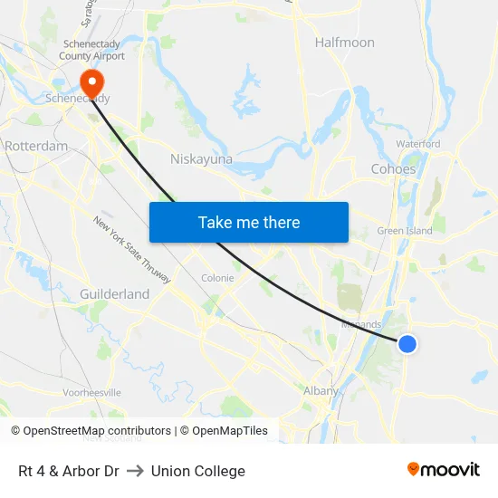Rt 4 & Arbor Dr to Union College map