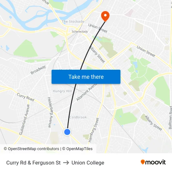 Curry Rd & Ferguson St to Union College map