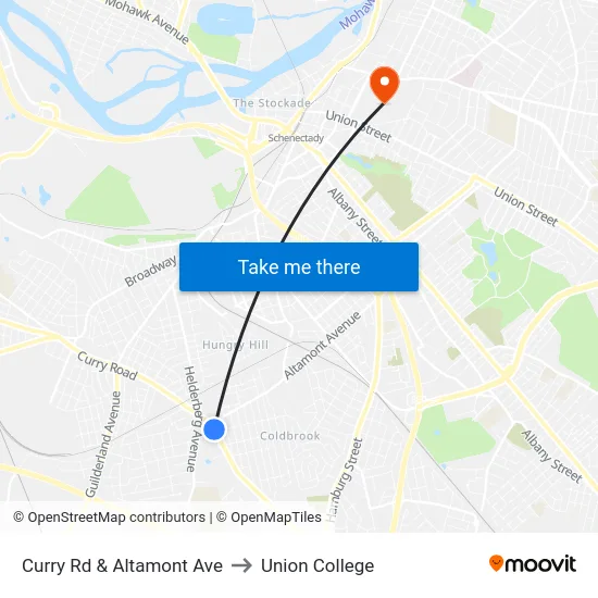 Curry Rd & Altamont Ave to Union College map