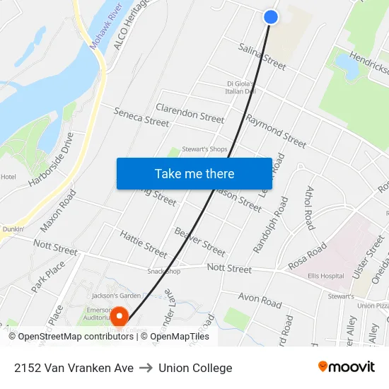 2152 Van Vranken Ave to Union College map