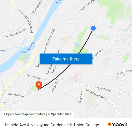 Hillside Ave & Niskayuna Gardens to Union College map