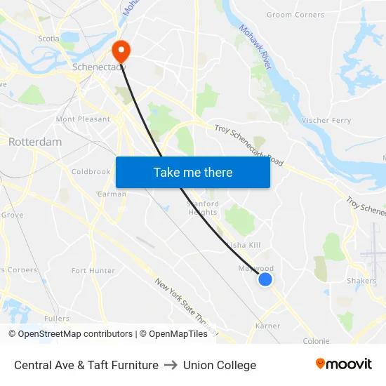 Central Ave & Taft Furniture to Union College map