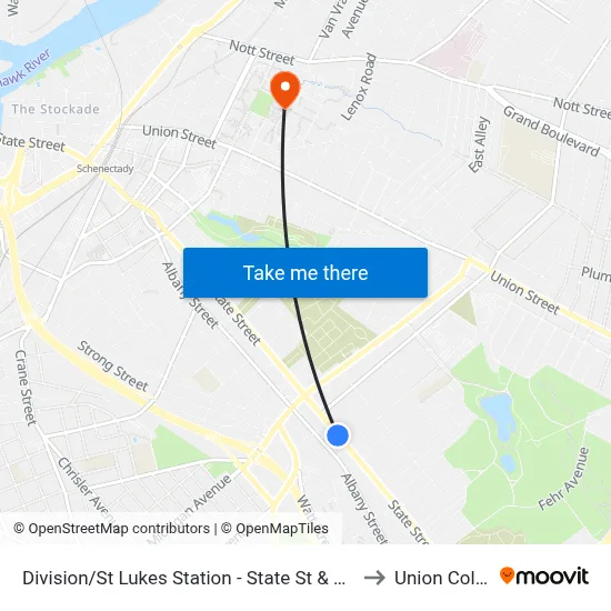 Division/St Lukes Station - State St & Division St to Union College map