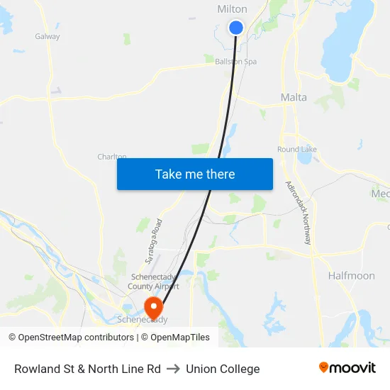 Rowland St & North Line Rd to Union College map