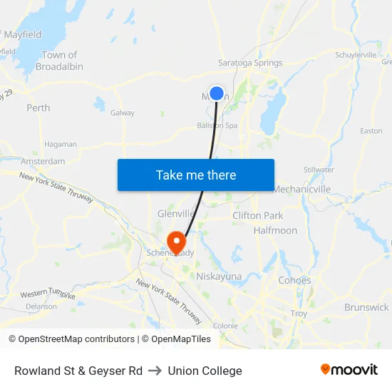 Rowland St & Geyser Rd to Union College map
