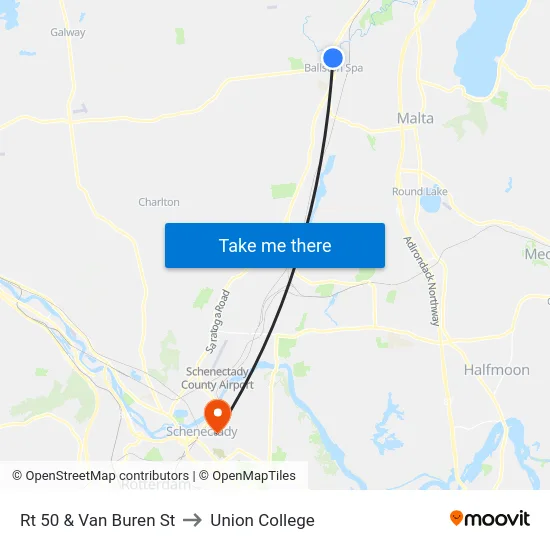 Rt 50 & Van Buren St to Union College map