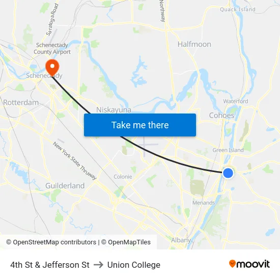 4th St & Jefferson St to Union College map