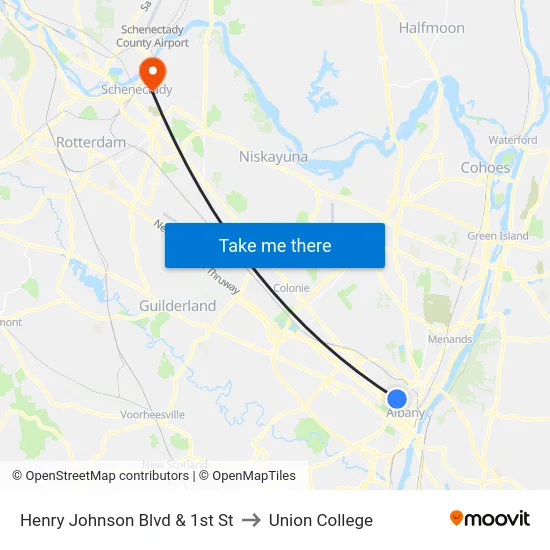 Henry Johnson Blvd & 1st St to Union College map