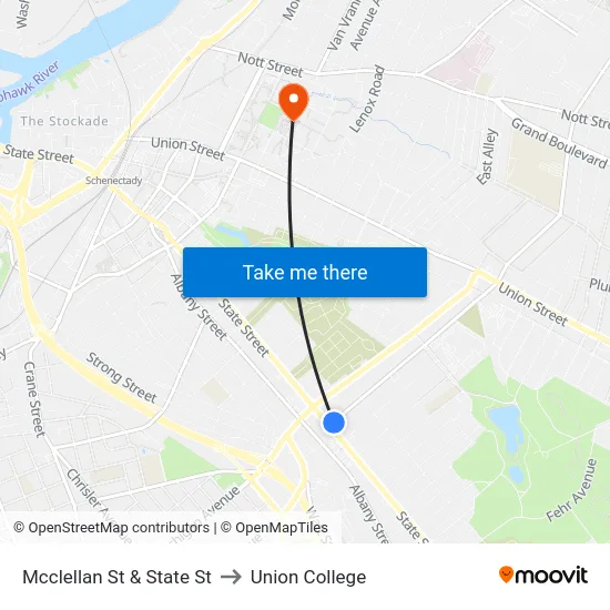 Mcclellan St & State St to Union College map