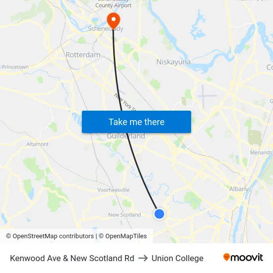 Kenwood Ave & New Scotland Rd to Union College map