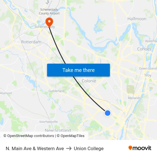 N. Main Ave & Western Ave to Union College map