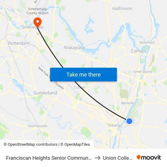 Franciscan Heights Senior Community to Union College map