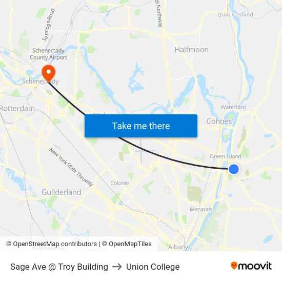 Sage Ave @ Troy Building to Union College map