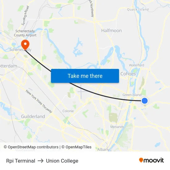 Rpi Terminal to Union College map