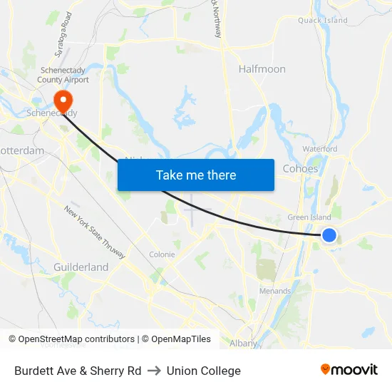 Burdett Ave & Sherry Rd to Union College map