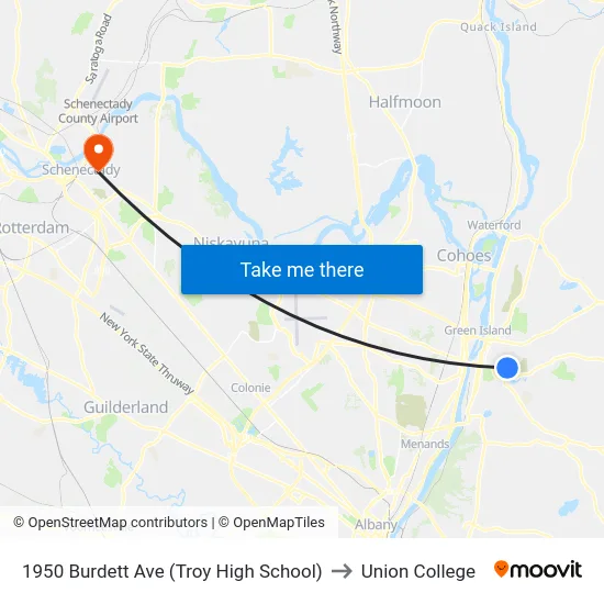 1950 Burdett Ave (Troy High School) to Union College map
