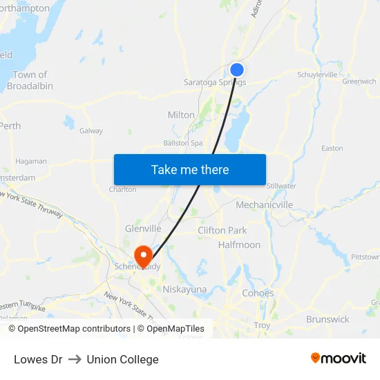 Lowes Dr to Union College map