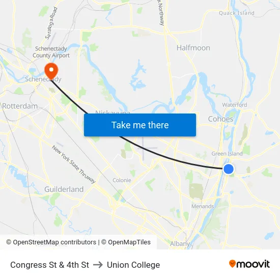Congress St & 4th St to Union College map