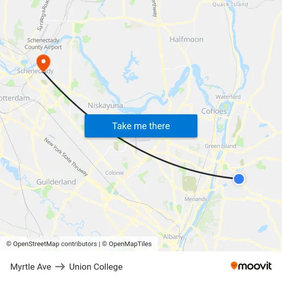 Myrtle Ave to Union College map