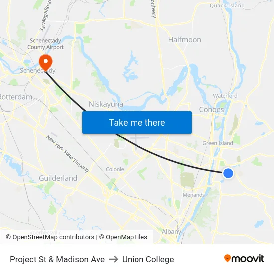Project St & Madison Ave to Union College map