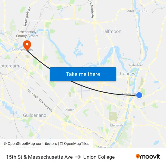 15th St & Massachusetts Ave to Union College map