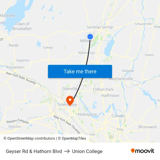 Geyser Rd & Hathorn Blvd to Union College map