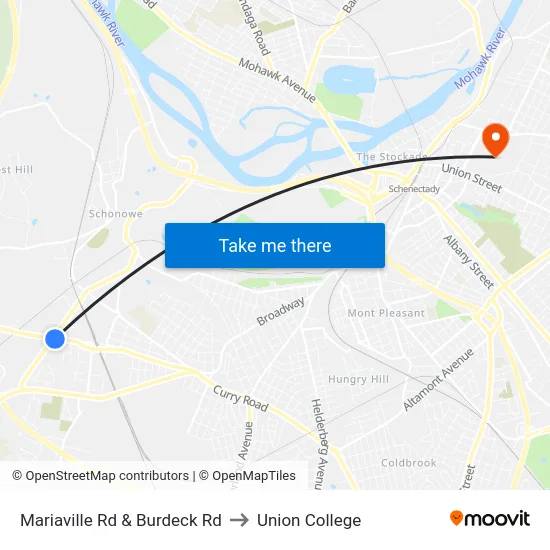 Mariaville Rd & Burdeck Rd to Union College map