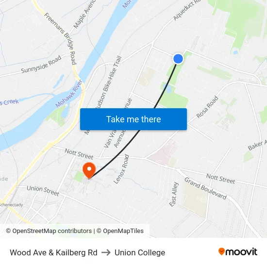 Wood Ave & Kailberg Rd to Union College map