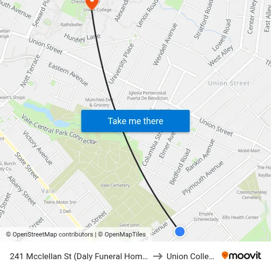241 Mcclellan St (Daly Funeral Home) to Union College map