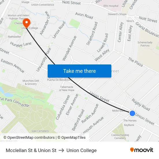 Mcclellan St & Union St to Union College map
