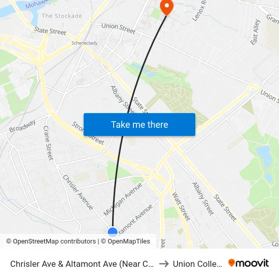Chrisler Ave & Altamont Ave (Near Cvs) to Union College map
