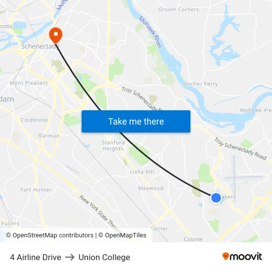 4 Airline Drive to Union College map