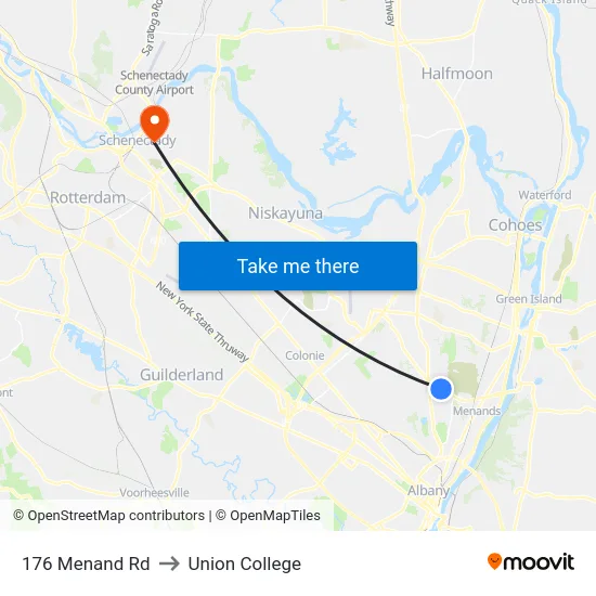 176 Menand Rd to Union College map
