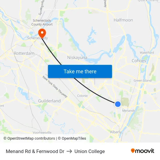 Menand Rd & Fernwood Dr to Union College map