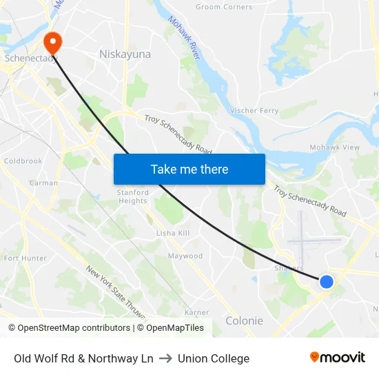 Old Wolf Rd & Northway Ln to Union College map