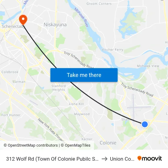 312 Wolf Rd (Town Of Colonie Pubilc Safety Center) to Union College map