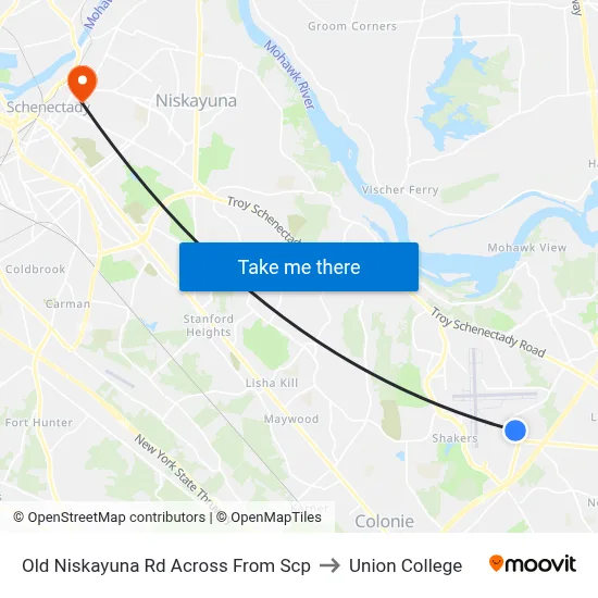 Old Niskayuna Rd Across From Scp to Union College map