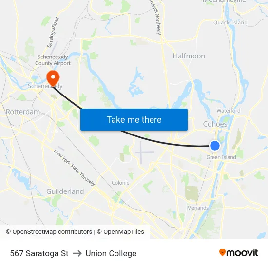 567 Saratoga St to Union College map