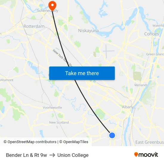 Bender Ln & Rt 9w to Union College map