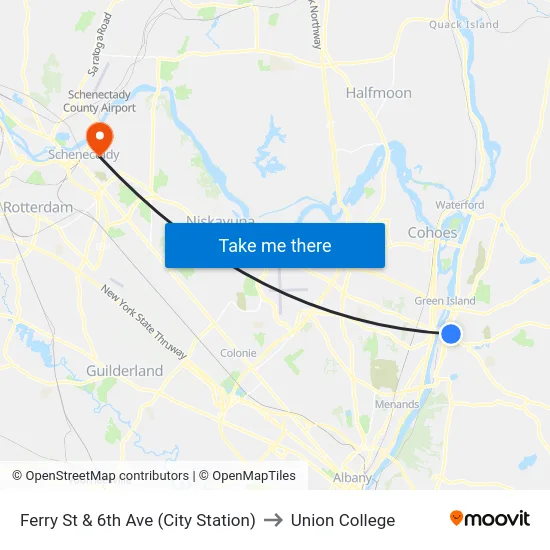 Ferry St & 6th Ave (City Station) to Union College map